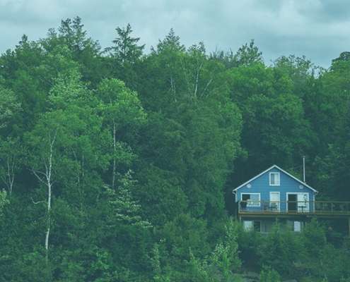 a house surrounded by trees